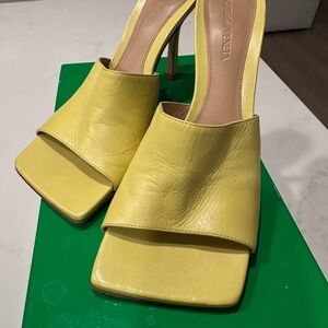 Bottega Veneta Yellow Heeled Mules
